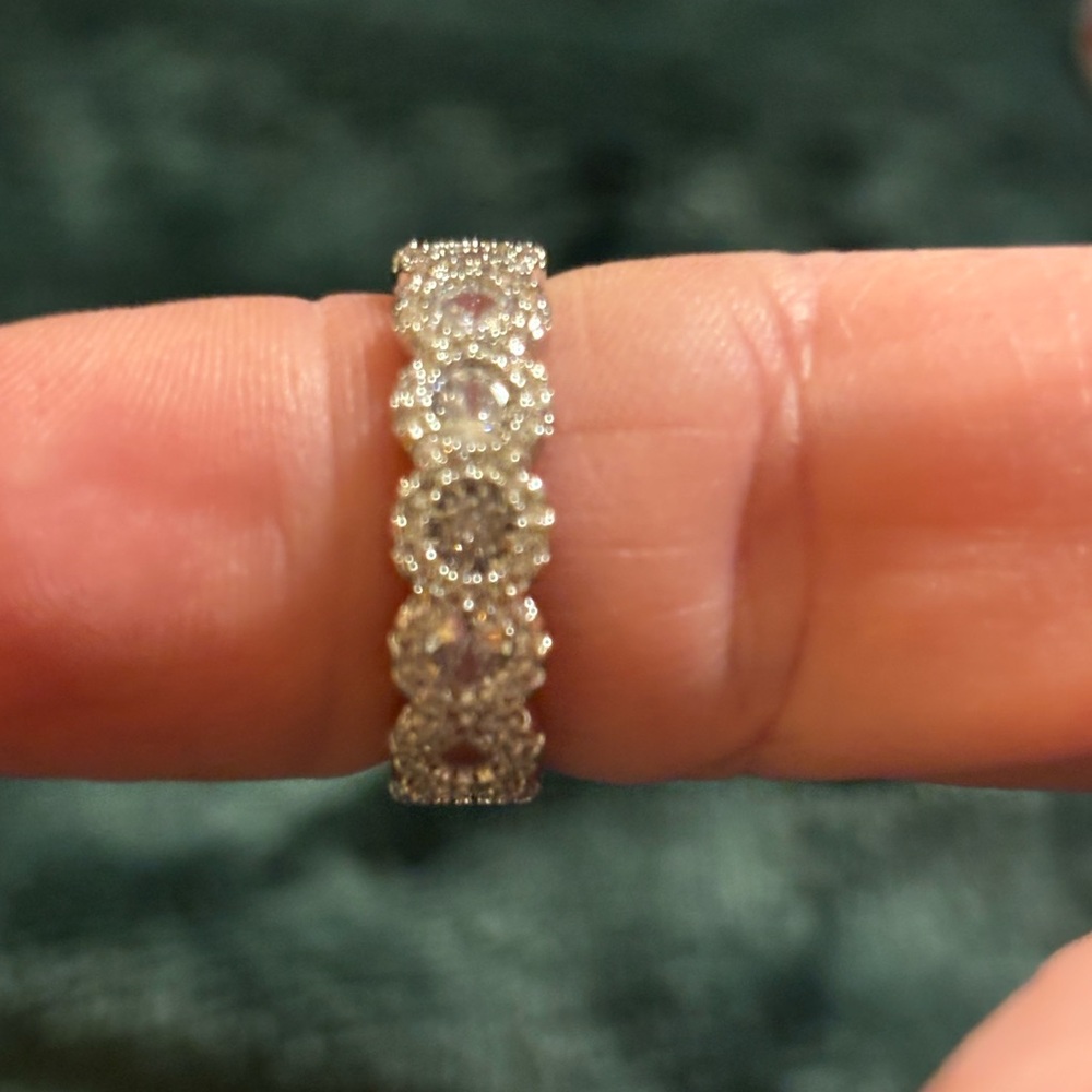 Moissanite Sterling Silver Eternity Band